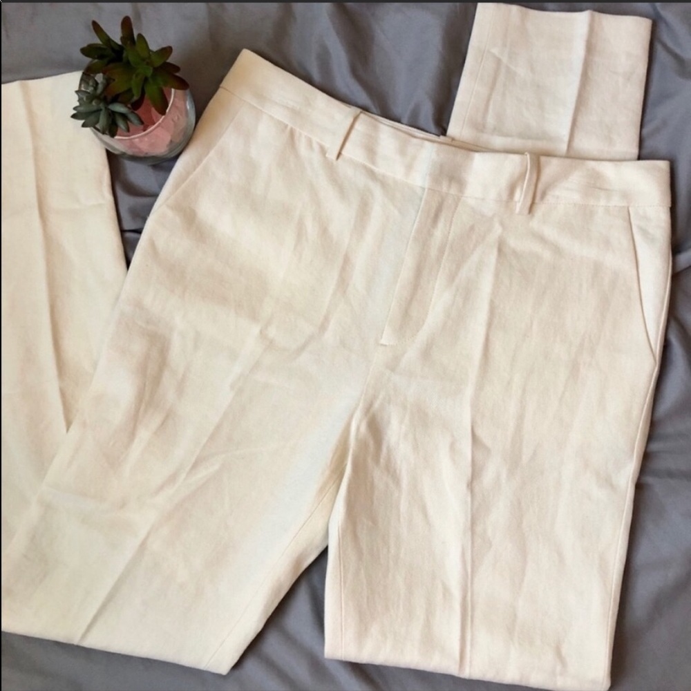 J. Brand Ivory Unlined Slacks 2 x 31” Cotton Blend Ivory
